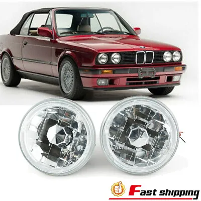 2PCS 5 3/4  Inch Chrome Round With Blue Halo Headlights Conversion HeadLamps • $25.10