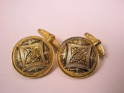 Damascene Vintage HINGED Cuff Links Simple Plain • $32.99