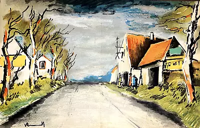 Maurice De Vlaminck Original Stone Lithograph  La Route-Road  Mourlot Print 1957 • $199