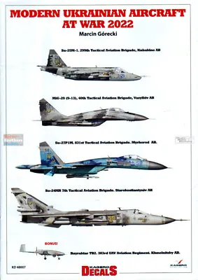 KAGKD48007 1:48 Kagero Decals Modern Ukrainian Aircraft At War 2022 (Su-25M • $21.49