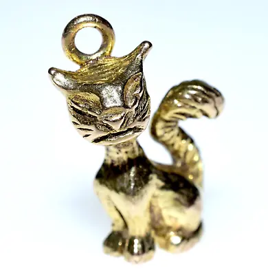 GOLD 9ct Hallmark Cat Vintage Charm Pendant Gift Birthday [B] • £114.95