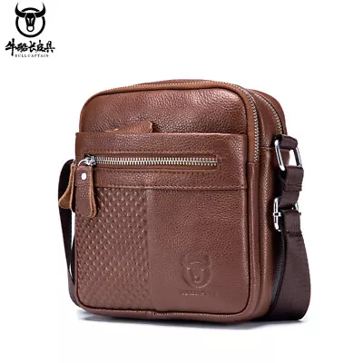 Vintage Quality Leather Large Capacity Men's Travel Shoulder Bag Messenger Bag • $38.88