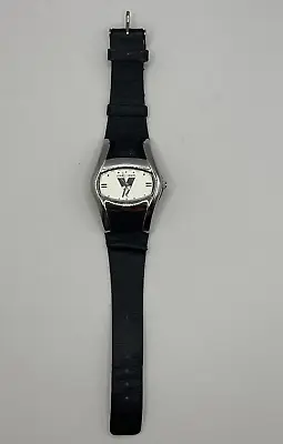 AFL Sydney Swans Watch Silver Black Leather Strap Good Condition • $29.95