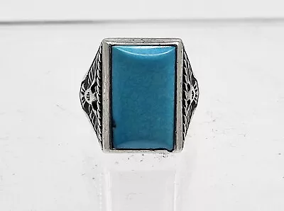 Man's Old Pawn Sterling And Turquoise Ring Thunderbird Fred Harvey Sz.11.5 • $299