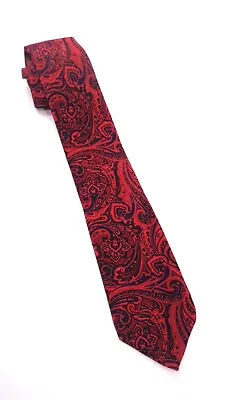 FUMAGALLI'S 100% Silk Skinny Necktie Luxury Designer PAISLEY Red Multicolor GUC • $9.55