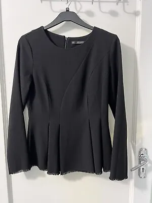 Black Zara Peplum Zip Up Blouse • £15