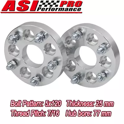 2PCS 5 Lugs 25mm 5x120 Wheel Spacers 77mm 7/16 For Holden Commodore Adapters  • $69