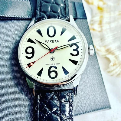 £185.70 • Buy NEW Raketa BIG ZERO Watch In White Dial Soviet Mechanical Limited Vintage Model