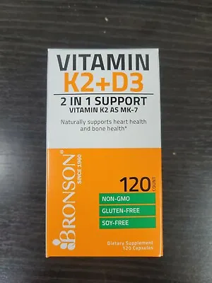 $14.99 • Buy Bronson Vitamin K2 (MK7) + D3 Bone & Heart Health Non GMO, Soy,Gluten-Free 120ct