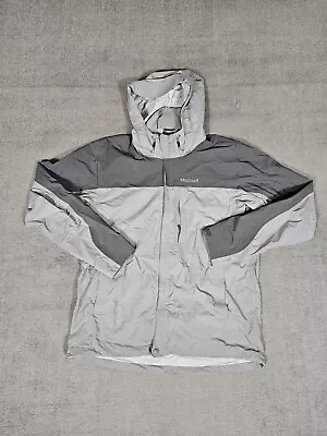 Marmot Mens Windbreaker Rain Jacket Large Gray Full Zip  Pockets Hiking Outdoor • $26