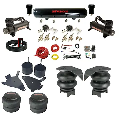 Black Manual Air Ride Suspension Kit 3/8  DLOE Valves Bags Brackets For S10 2wd • $1299.88