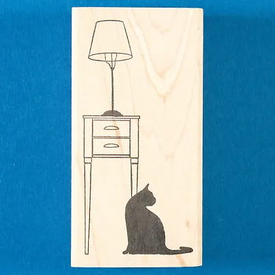 Black Cat With Side Table And Lamp Rubber Stamp By Memory Box • $6.99