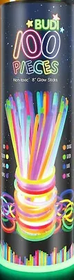 💥 PACK OF 100! Non Toxic Glow Sticks- 8 Colors- 8  Long- NEW SEALED UNOPENED 💥 • $4.95