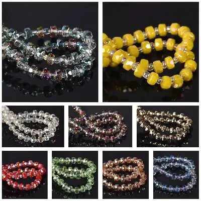 $5.98 • Buy 24inch Strand Faceted Crystal Glass 6mm Rondelle And 3x2mm Spacer Craft Beads