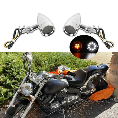 For Yamaha V Star 650 Chrome Bullet Motorcycle LED Turn Signals Blinker Lights • $22.23