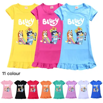 Bingo Bluey Print Girls Kids Nightgown Pajamas Sleepwear Dress Gift • $10.99