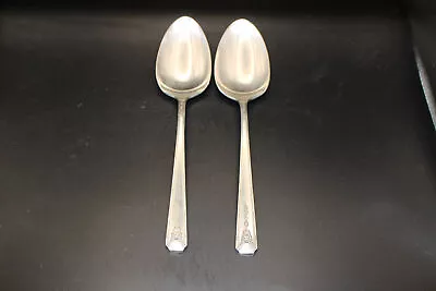 2 Vintage Oneida Community Milady Silverplate 8-1/2  Solid Serving Spoons • $16.99