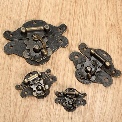 $5.71 • Buy Antique Decorative Hinges Latch Hasp Catch Jewelry Wooden Box Lock Pad Chest
