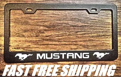 Mustang With Logos Black Aluminum License Plate Frame Holder Rust Free • $11.97