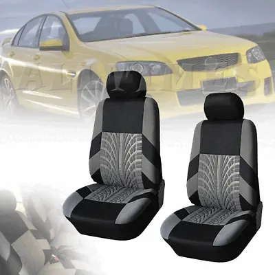 Black & Gray Front Seat Covers Protector For Holden Commodore Sedan Wagon Ute RD • $38.95