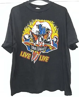 Vintage 80s Van Halen Live Live Tour T-Shirt Black Size Medium / Single Stitch • £99.99