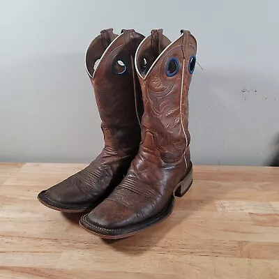 Justin Bent Rail Distressed Brown Leather S Toe Cowboy Boots #br744 Men's 7d • $59.99