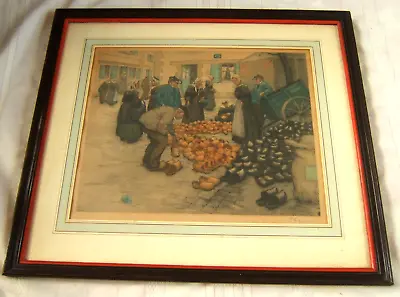 Tf Simon Print People Looking At Wooden Shoes Nice Colors • $245