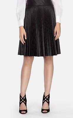 £30 • Buy Stunning Authentic Karen Millen Faux Leather Fabric Mix Pleated Skirt Size UK 10