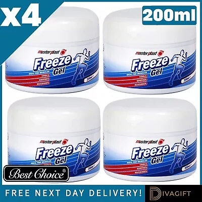 4 X 200ml Freeze Gel Soothes Cools Massages Muscle Pain Relief Freezing Gel Tubs • £10.95