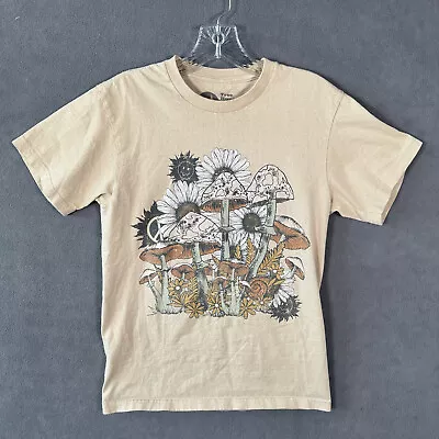 Tree Hugger T-Shirt Adult XS Only Good Vibes Magic Mushroom Beige Mens • $14.99