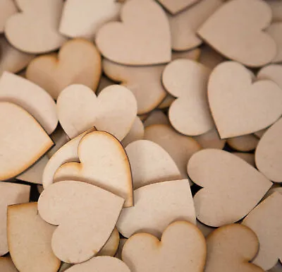 50x Wooden Heart Shapes Laser Cut MDF. Blank Embellishments Craft 20mm X 20mm • £2.49