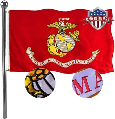 3X5 Embroidered DOUBLE SIDED US Marine Corps EGA Red Flag OFFICIALLY LICENSED • $37.76