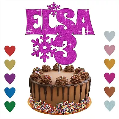 £0.99 • Buy Personalised Cake Topper Custom Cake Decoration Any Age Frozen Themed Snowflakes