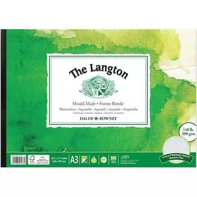 DALER ROWNEY Langton Watercolour Pad - Gummed Edge 12 Sheets/300gsm/Not - A5 • £9.50