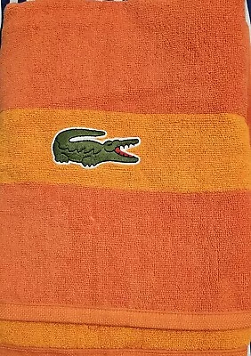 Lacoste ~ Orange Bath Towel 100% Cotton 30  X 52  Big Crocodile Logo • £23.75