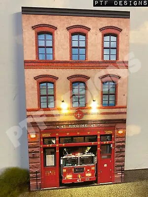 O Scale Scratch Built  FIRE HOUSE  Department Station LED Front/Flat MTH Lionel • $21.99