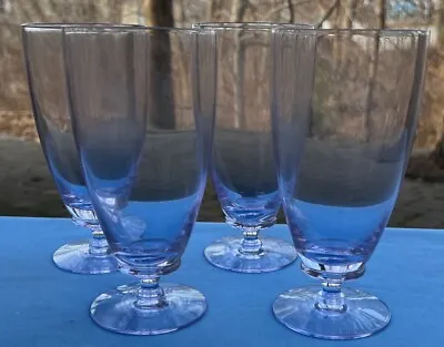 FOUR Tiffin Glass #17530 Neodymium Glass Twilight Blue Lavender Iced Tea Glasses • $139.95