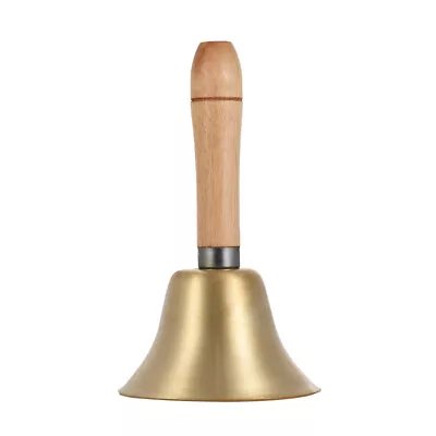 Mini Brass Hand Bell School Call Bell Loud  Wooden Handle Desk Ringbell O3U9 • $9.86