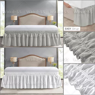 Pollycotton Wrap Around Ruffles Bed Skirt Elastic Frilled Bed Base Valance Sheet • £9.99