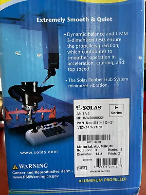 Solas 8611-143-21 Prop Volvo Penta SX Drive 14.3'' 21'' Pitch 3 Blade Right OMC • $149.99