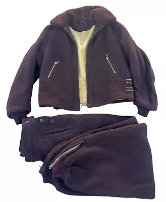 Vintage 1930s Superose All Wool Outdoor Ski Jacket Pants Grommet Zipper • $550