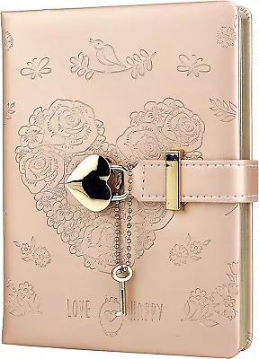 Heart Lock Journal Notebook With Key Flower PU Leather Diary B6 Journal For Wr • $73.95