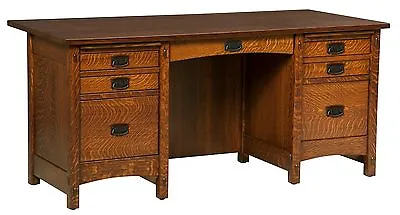 IN STOCK-Amish Solid Wood Mission Arts & Crafts Computer Desk Tenons 66  • $3399