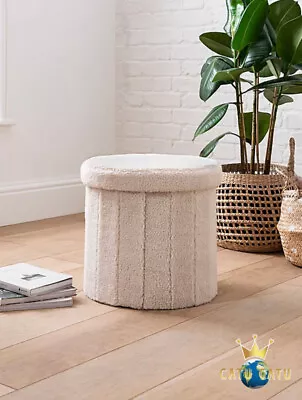 £29.90 • Buy Cream Sherpa Storage Ottoman Elegant Soft Touch Storage Space Bench Footrest New