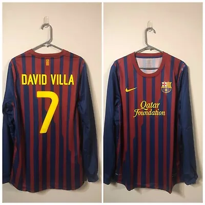 David Villa #7 FC Barcelona X-Large 2011/12 Player Issue Home L/S Shirt BNWT • £175