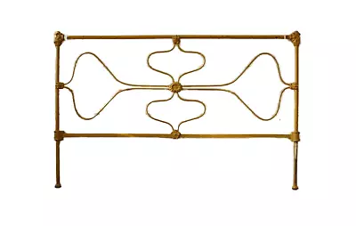 Antique Cast Iron Bed Farmhouse Victorian Floral Yellow Broken Rail Attachment • $719.99