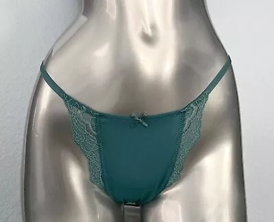 $18.50 • Buy Victorias Secret NWT Dream Angels Runaway Teal Lace Trim Stretchy V String Panty