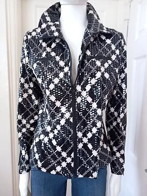 Nabi Ladies Shimmy Black And Cream Zip Front Jacket Size Large • £25