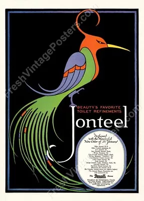 1920s Art Deco Bird GREAT Jonteel Perfume Vintage Art NEW POSTER 18 X24 • $21.25