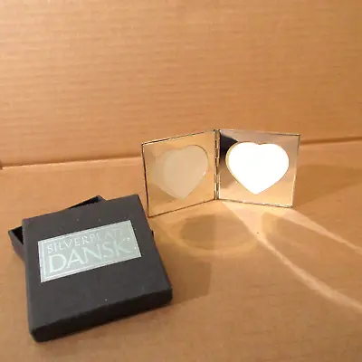 Vtg DANSK Silverplate Heart Shaped Window Photo Picture Frame Double Square 2.5  • $18